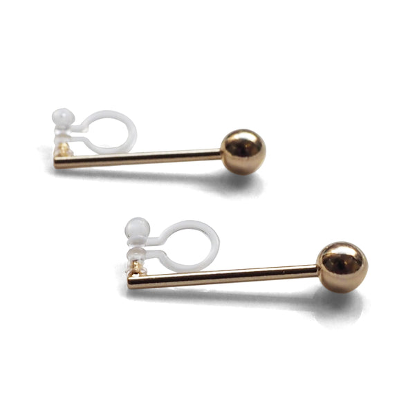 Ball invisible clip on stud earrings ( Gold tone ) - Miyabi Grace
