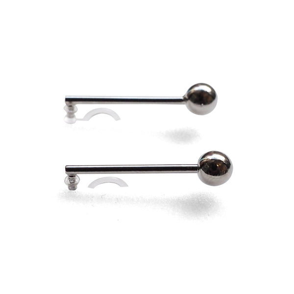 Ball invisible clip on stud earrings ( Silver tone ) - Miyabi Grace
