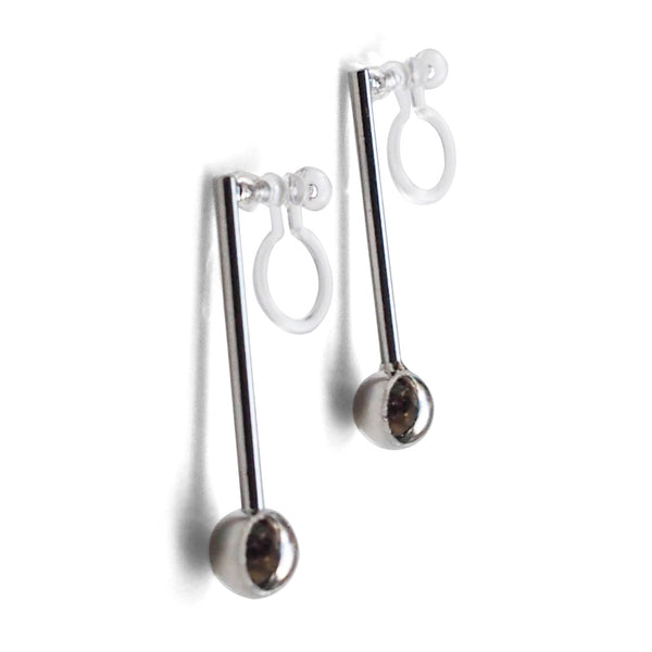Ball invisible clip on stud earrings ( Silver tone ) - Miyabi Grace