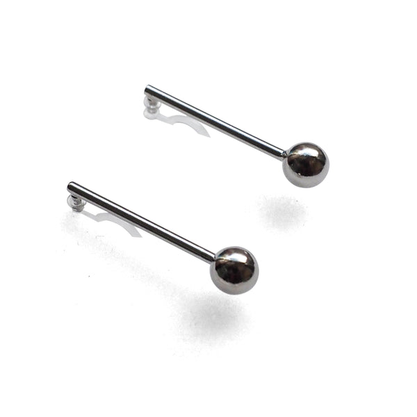 Ball invisible clip on stud earrings ( Silver tone ) - Miyabi Grace