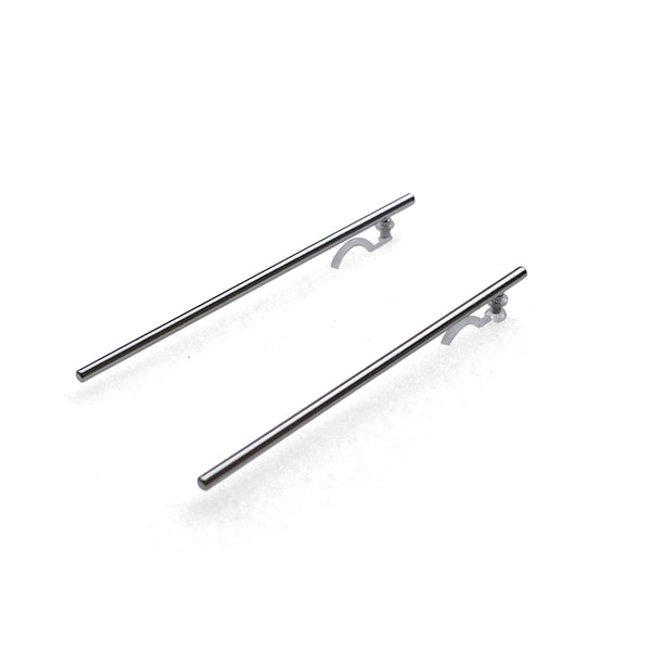 Long invisible clip on stud earrings ( Silver tone ) - Miyabi Grace