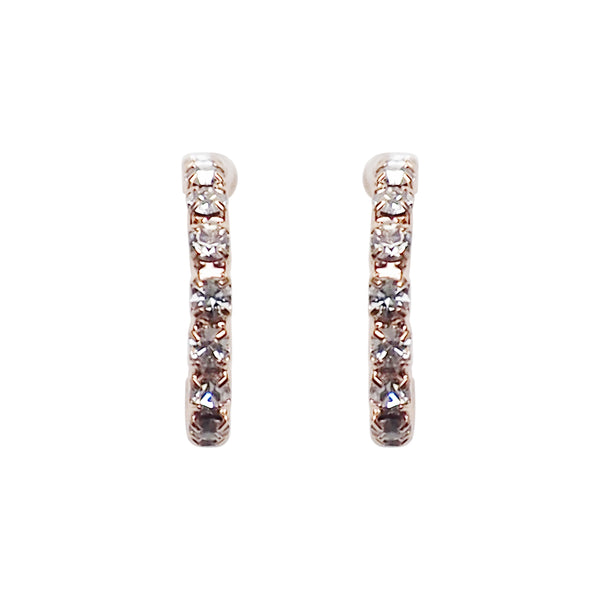Crystal Invisible Clip On Hoop Earrings (Rose Gold tone) - Miyabi Grace