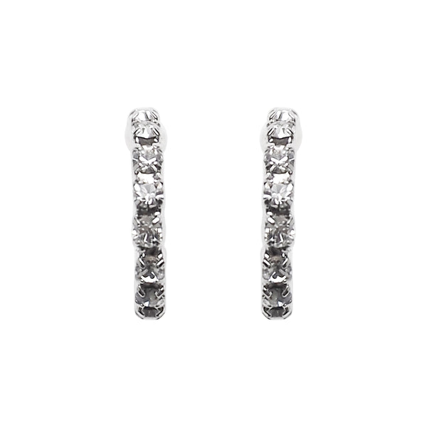 Crystal Invisible Clip On Hoop Earrings (Silver tone) - Miyabi Grace