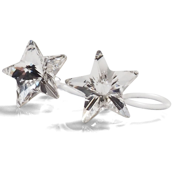 Star Swarovski crystal invisible clip on stud earrings - Miyabi Grace