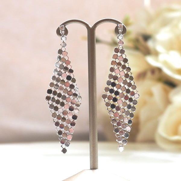Silver mesh invisible clip on earrings - Miyabi Grace