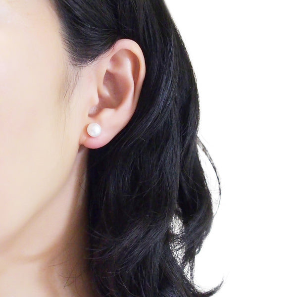 8 mm Freshwater pearl invisible clip on stud earrings - Miyabi Grace