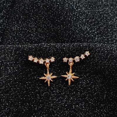 Dangle Shooting Star Crystal Rhinestone Invisible Clip On Stud Earrings