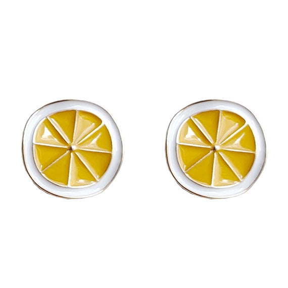 Yellow Lemon Sliced Fruits Invisible Clip On Earrings