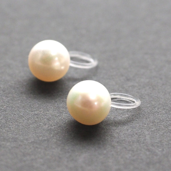 8 mm Freshwater pearl invisible clip on stud earrings - Miyabi Grace