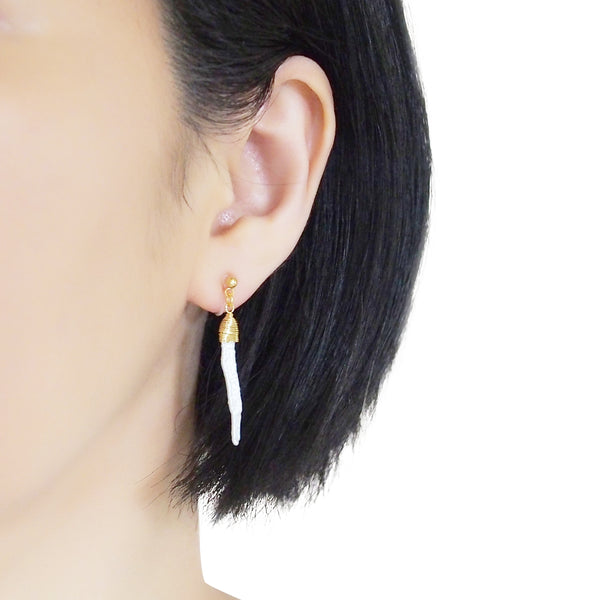 Freshwater pearl bar invisible clip on earrings - Miyabi Grace
