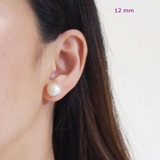 White cotton pearl invisible clip on stud earrings - Miyabi Grace