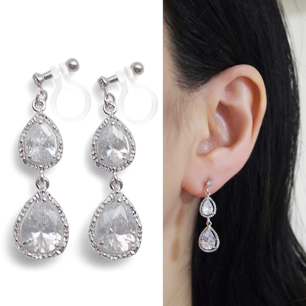 Bridal invisible clip on earrings