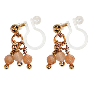 Gemstone invisible clip on earrings
