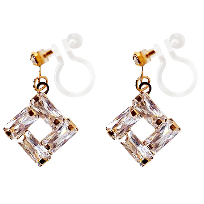 Cubic zirconia invisible cli on earrings