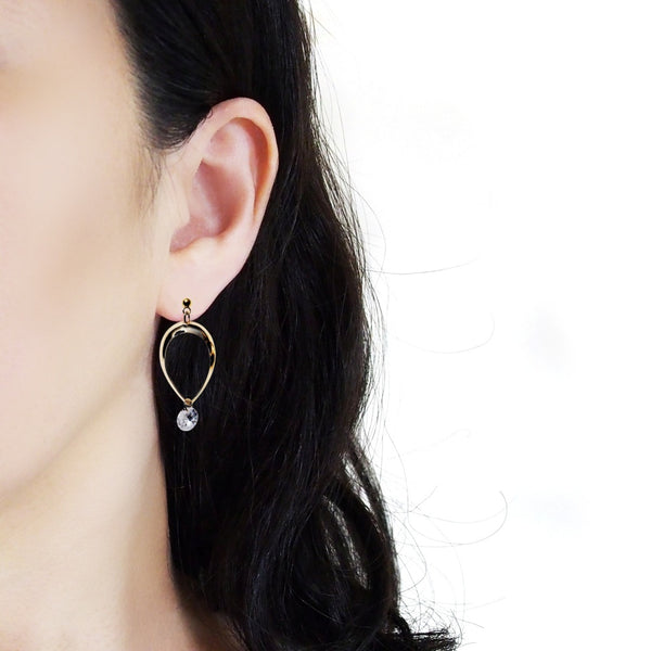 Dangle Teardrop CZ Cubic Zirconia Crystal Invisible Clip On Earrings