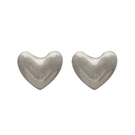 Small Silver Heart Invisible Clip On Stud Earrings