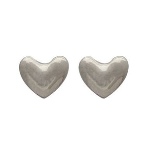 Small Silver Heart Invisible Clip On Stud Earrings