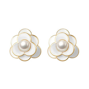 Small White Rose Flower Invisible Clip On Stud Earrings