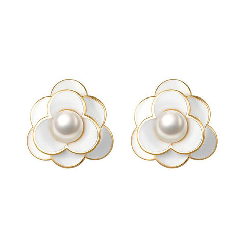 Small White Rose Flower Invisible Clip On Stud Earrings