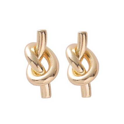 Gold knot Tie Small Invisible Clip On Stud Earrings