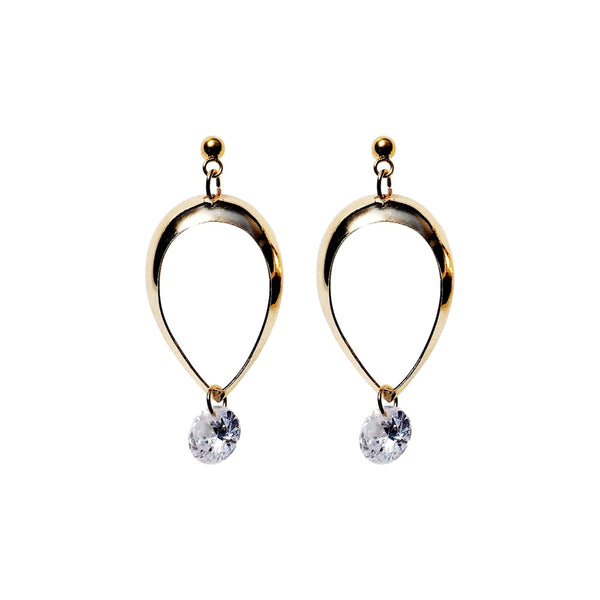 Dangle Teardrop CZ Cubic Zirconia Crystal Invisible Clip On Earrings