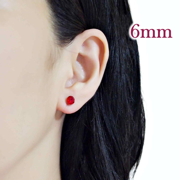 Red Light Siam Swarovski Crystal Screw-Back Invisible Clip On Stud Earrings