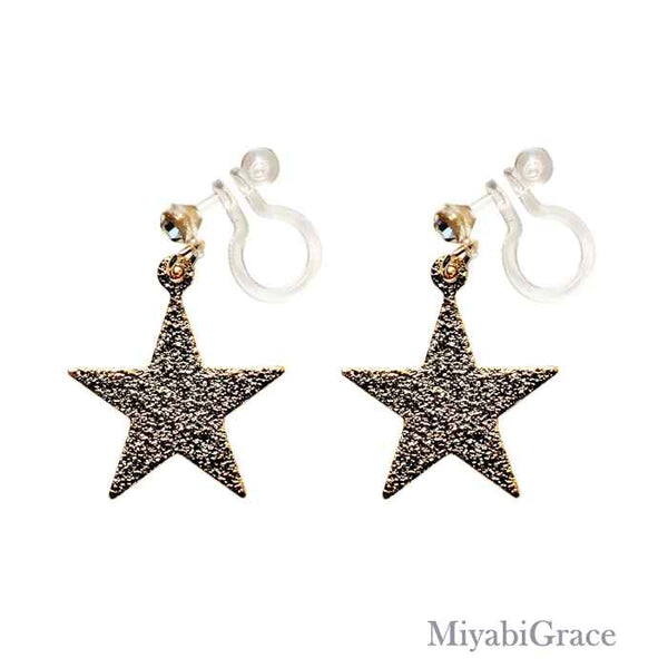 Dangle  Metallic Star Invisible Clip On Earrings