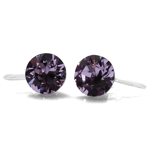 Light Purple Swarovski Crystal Screw-Back Invisible Clip On Stud Earrings