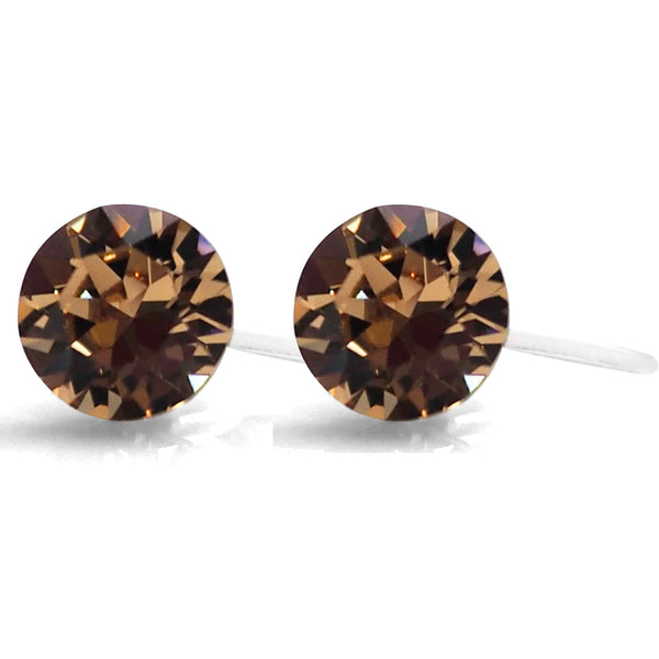 Light Brown Topaz Swarovski Crystal Screw-Back Invisible Clip On Stud Earrings