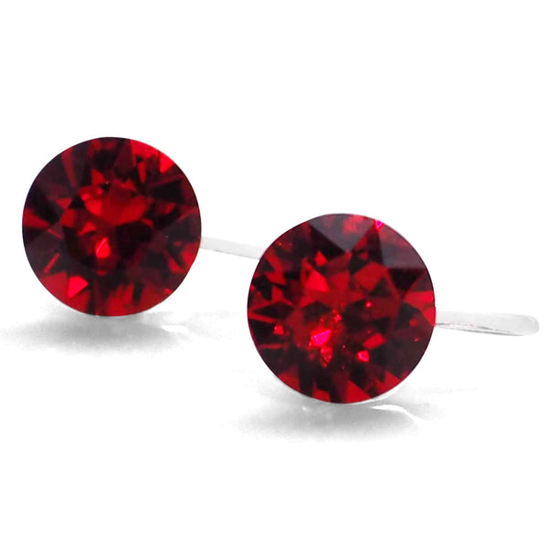 Red Light Siam Swarovski Crystal Screw-Back Invisible Clip On Stud Earrings