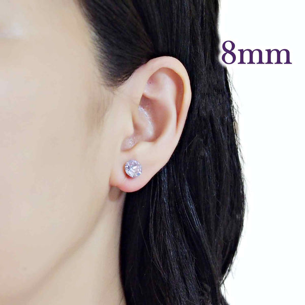 Light Purple Swarovski Crystal Screw-Back Invisible Clip On Stud Earrings