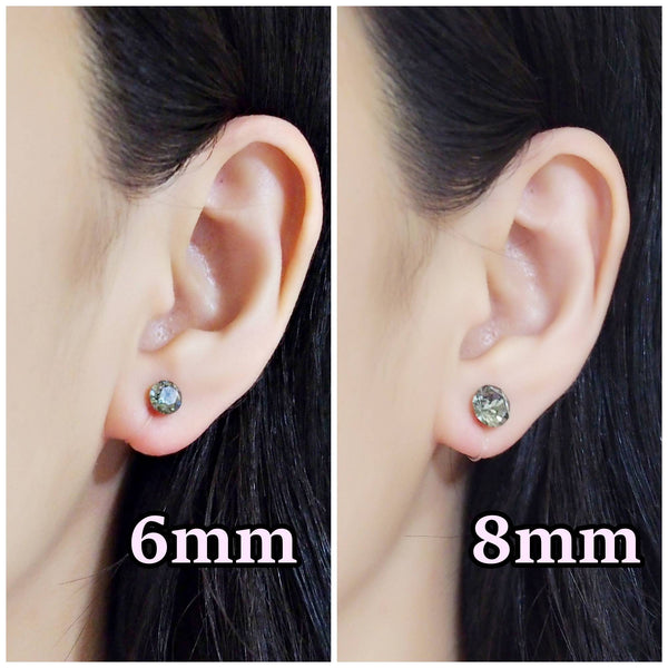 Black Diamond Swarovski Crystal Screw-Back Invisible Clip On Stud Earrings