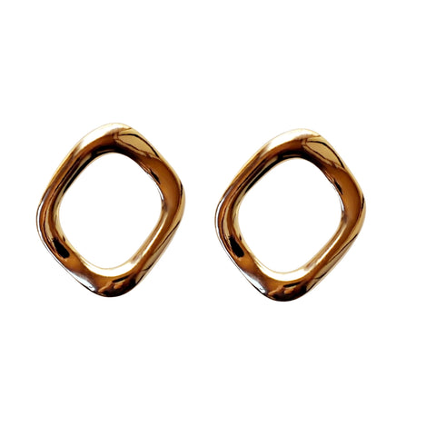 Gold / Silver Organic-Shaped Hoop 30mm Invisible Clip On Earrings