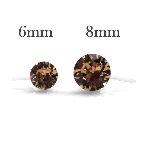 Light Brown Topaz Swarovski Crystal Screw-Back Invisible Clip On Stud Earrings