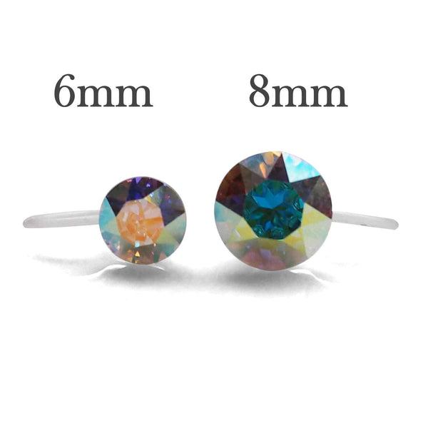 Aurora Borealis Swarovski Crystal Screw-Back Invisible Clip On Stud Earrings