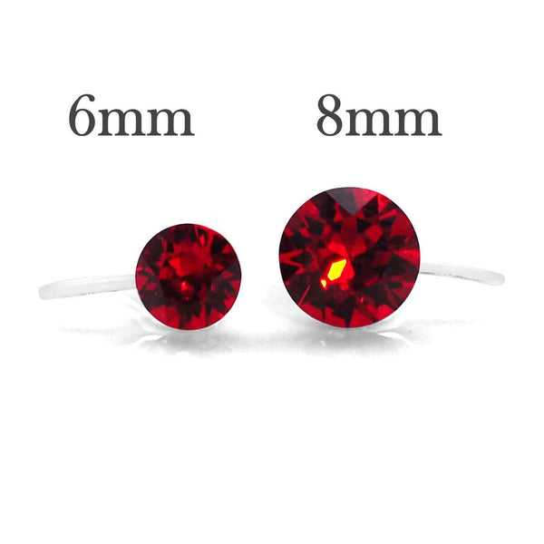 Red Light Siam Swarovski Crystal Screw-Back Invisible Clip On Stud Earrings