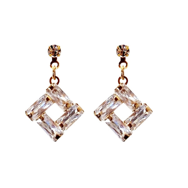 Luxe Square Cubic Zirconia Invisible Clip-On Earrings | Dazzling & Lightweight