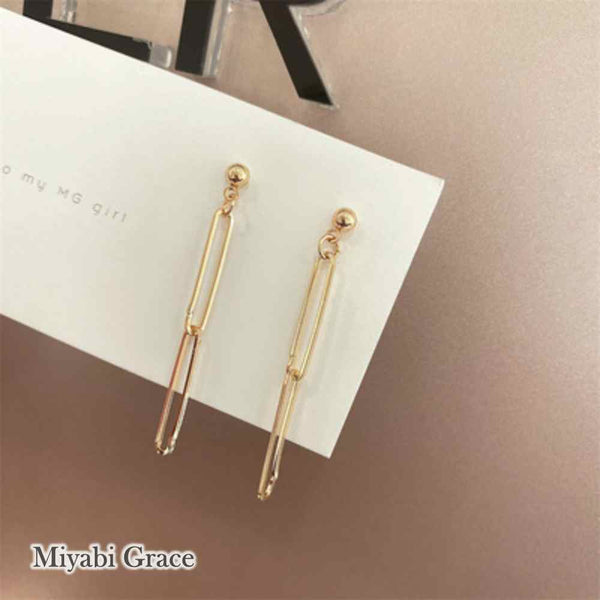 Dangle Gold 3 Chains Screw-Back Clip On Earrings
