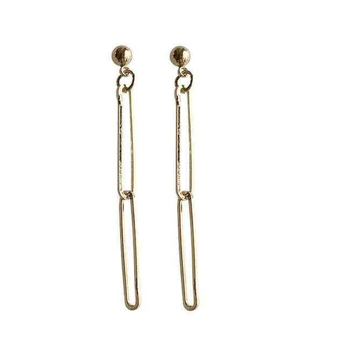 Dangle Gold 3 Chains Screw-Back Clip On Earrings