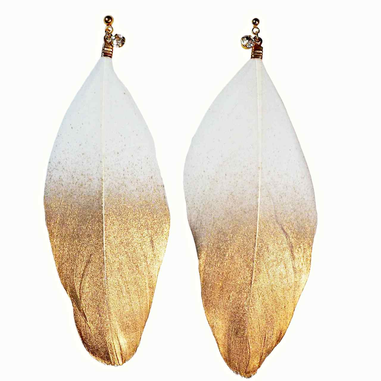 Dangle Feather Invisible Clip On Earrings ( White, Pink, Green, Black, White & Gold, Black & Silver)