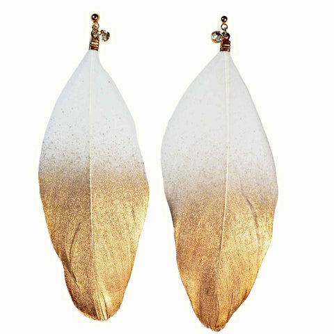Dangle Feather Invisible Clip On Earrings ( White, Pink, Green, Black, White & Gold, Black & Silver)