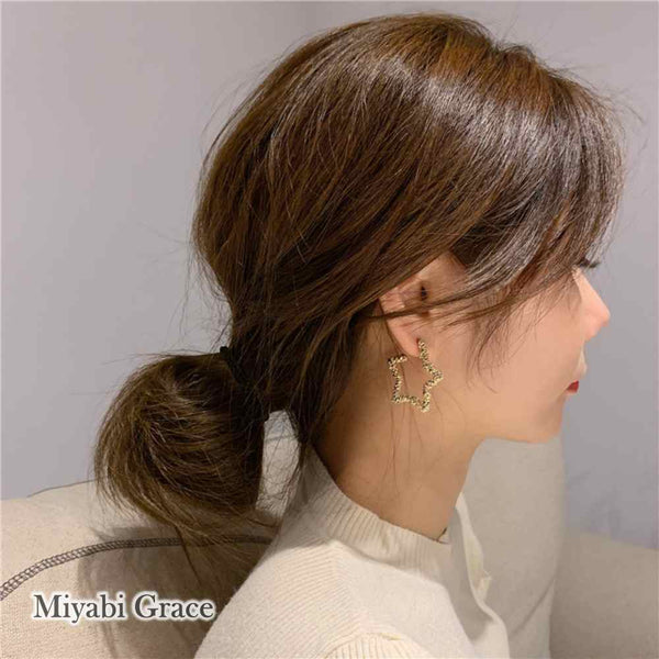Gold Metallic Star Invisible Clip On Hoop Earrings