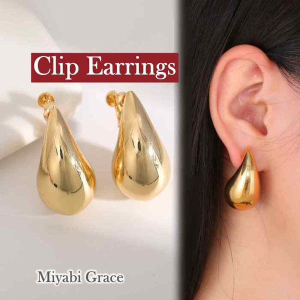 Gold / Silver Teardrop Screw-Back Clip On Earrings