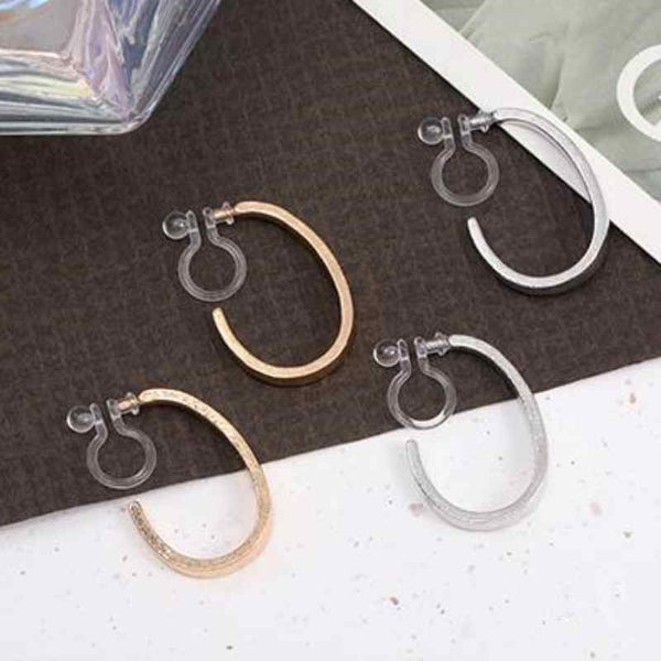 Oval Invisible Clip On Earrings (Gold/Silver)