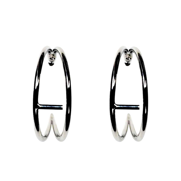 Double Invisible Clip Hoop On Earrings (Gold/Silver)