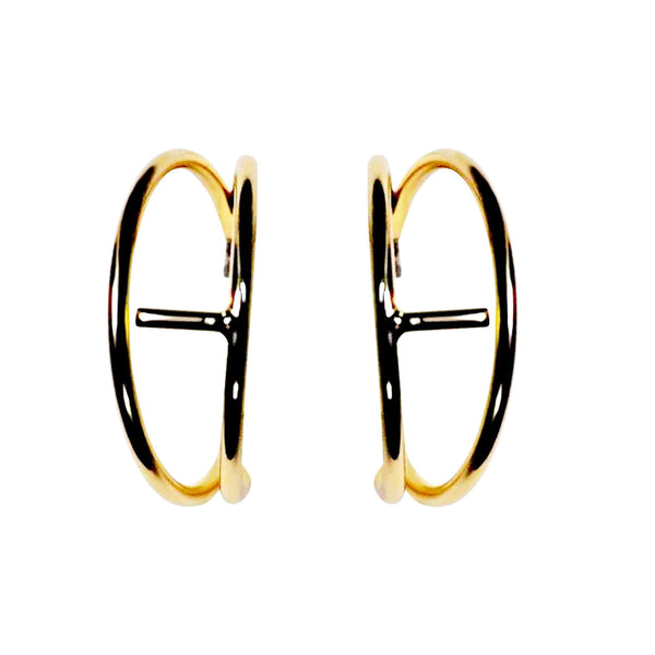 Double Invisible Clip Hoop On Earrings (Gold/Silver)