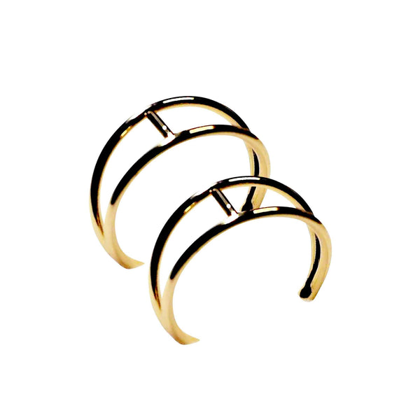 Double Invisible Clip Hoop On Earrings (Gold/Silver)