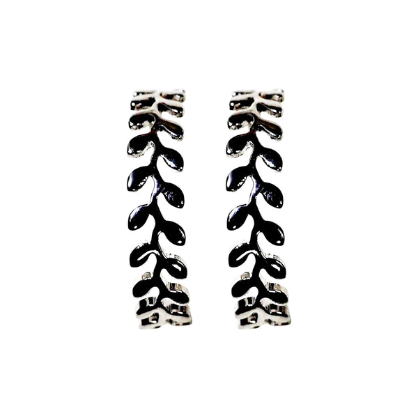 Leaf Laurel Wreath Invisible Clip On Hoop Earrings (Gold/Silver)