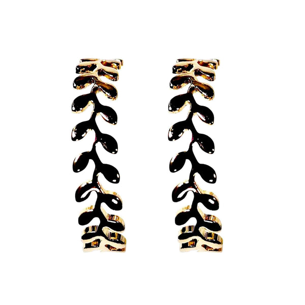 Leaf Laurel Wreath Invisible Clip On Hoop Earrings (Gold/Silver)