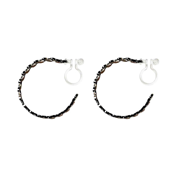 Leaf Laurel Wreath Invisible Clip On Hoop Earrings (Gold/Silver)